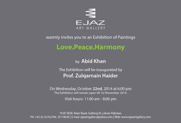 Exhibition of Love Peace Harmony at Ejaz Art Gallery